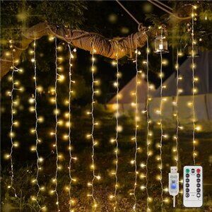 Curtain Lights for Bedroom, 200 Led Hanging String Lights Outdoor